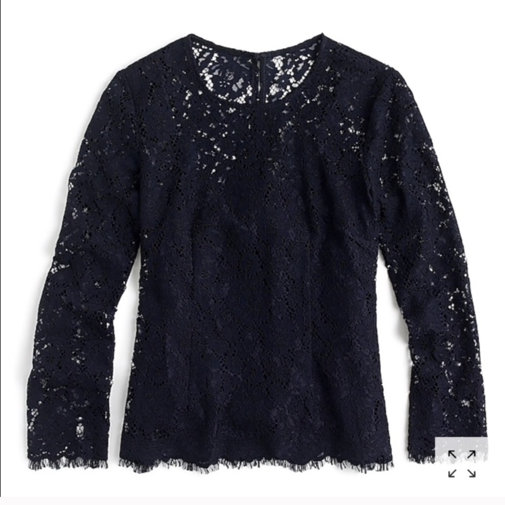 J. Crew Navy Lace Top